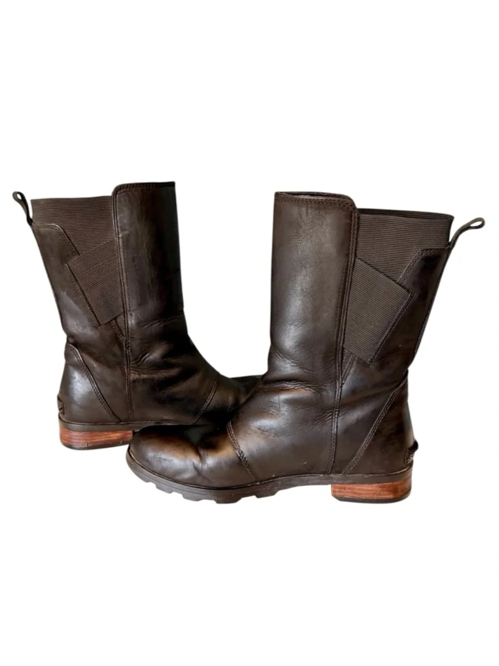 Sorel Emilie Waterproof Black Leather Women’s Boots Mid-calf Chelsea sz 9